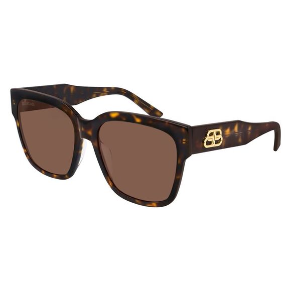 Balenciaga BB 0056S 002 Havana Plastic Square Sunglasses Brown Lens - Picture 1 of 3